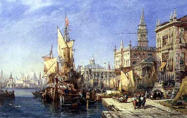 The Riva degli Schiavoni, Venice Oil Painting - William Wyld