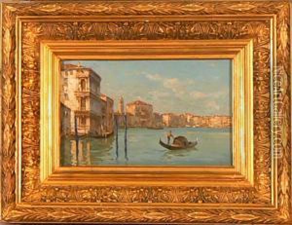 Il Canal Grande Con Palazzo Rezzonico Oil Painting - Ferdinando Silvani