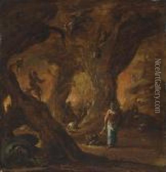 A Sorceress In A Wood Surrounded By Devils Oil Painting - Daniel van Heil
