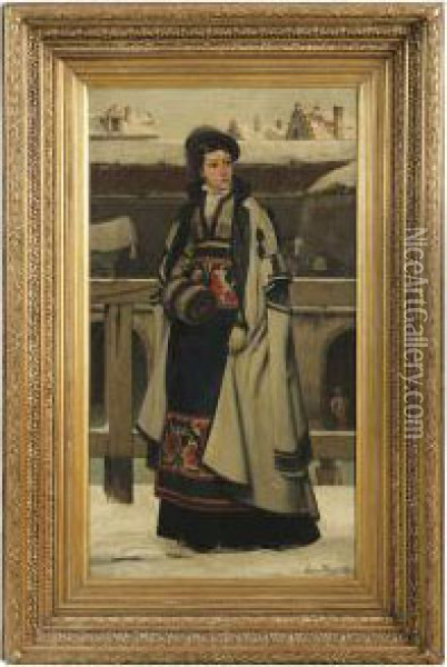 Vrouw In 16de Eeuwse Klederdracht Oil Painting - Frans Vinck