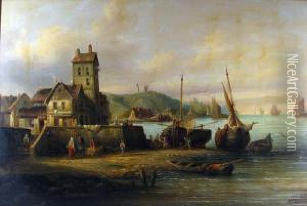 Harbor Landscape Oil Painting - Antonie Waldorp