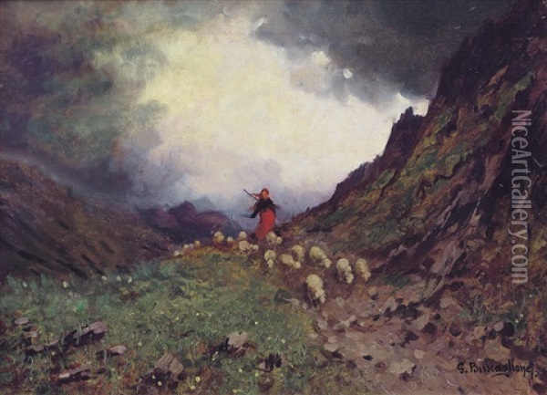 Nubi Minacciose In Montagna Oil Painting - Giuseppe Buscaglione
