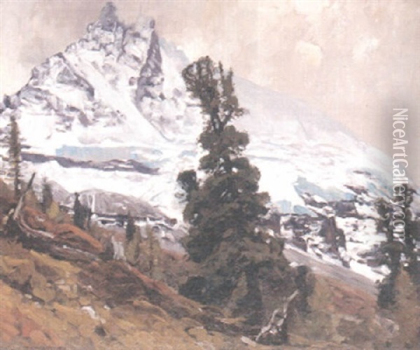 Matterhorn Von Straffelalp Oil Painting - Eugen Felix Prosper Bracht