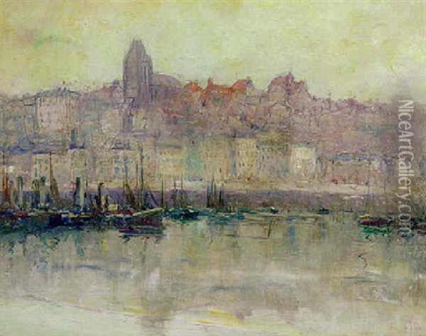 Cherbourg Harbour Oil Painting - Harvey Ellis