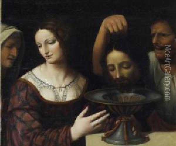 Salome With The Head Of St. John Oil Painting - Bernardino Luini