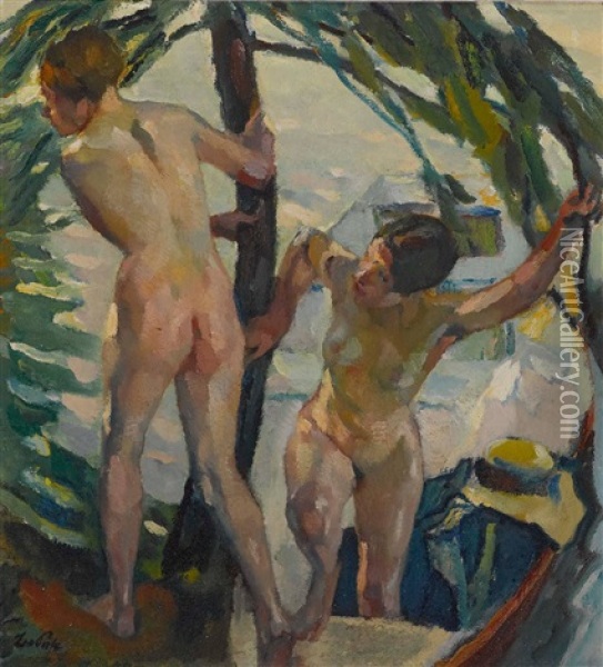 Am Ufer Oil Painting - Leo Putz