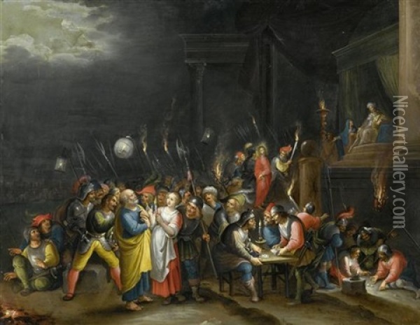 Jesus Vor Hannas Und Die Verleugnung Durch Petrus Oil Painting - Hieronymus Francken III