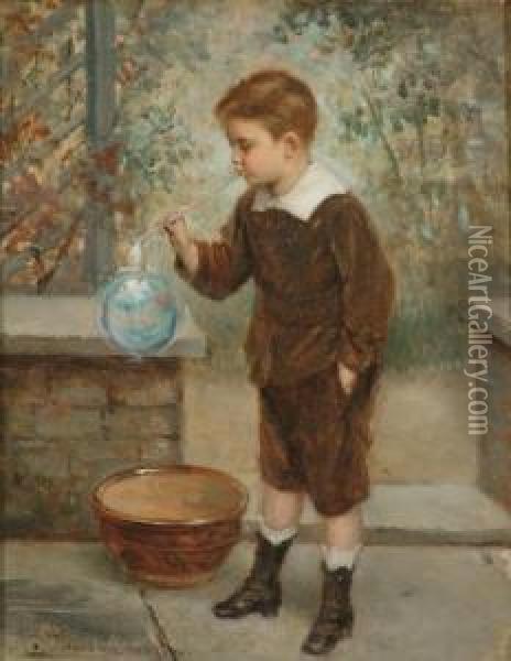 Blowing Bubbles Oil Painting - Albert Roosenboon