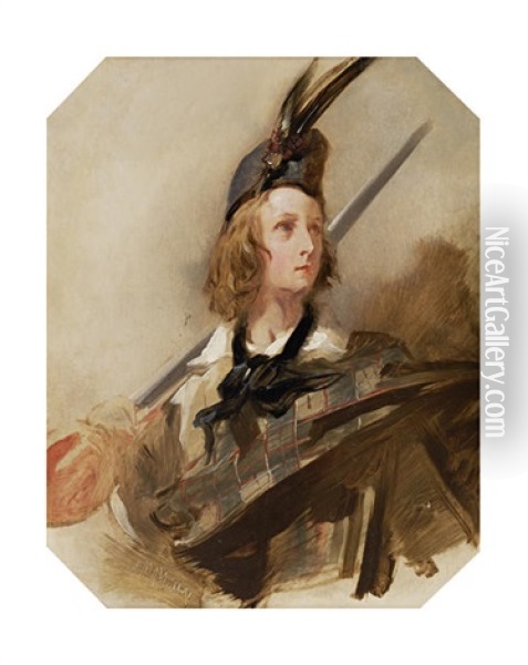 John Everett Millais, Aged 13, As A Highland Page Oil Painting - John Phillip