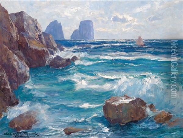 Scene Near Capri Oil Painting - Albert Wenk