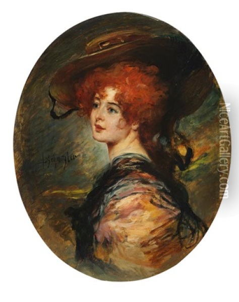Frauenportrat Oil Painting - Leopold Schmutzler