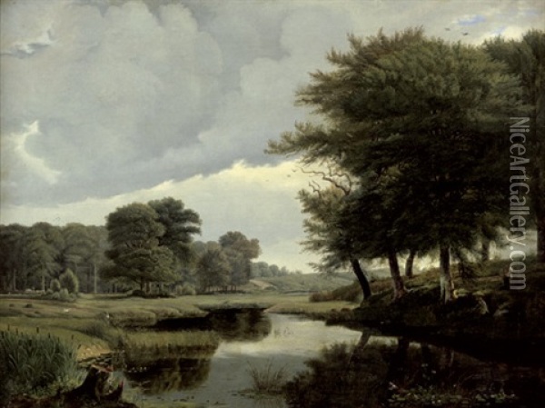 Teichlandschaft Bei Silkeborg In Danemark Oil Painting - Ludwig Heinrich Theodor (Louis) Gurlitt