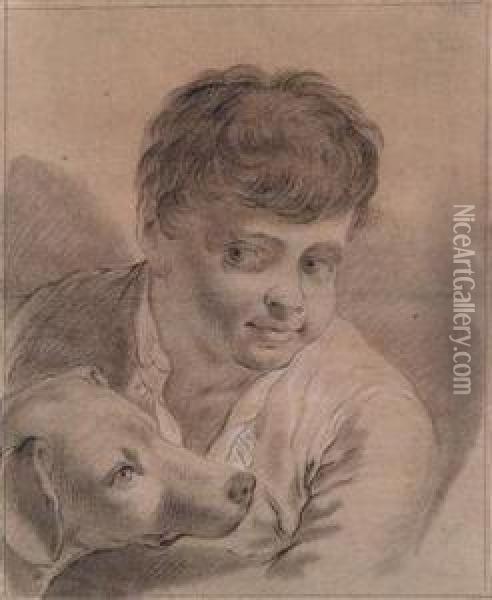 Portrat Eines Jungen Mithund Oil Painting - Domenico Maggiotto