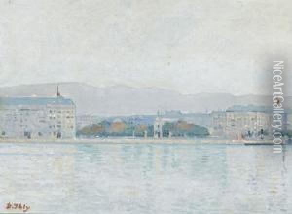 Ansicht Der Seepromenade In Genf Oil Painting - Jean Daniel Ihly
