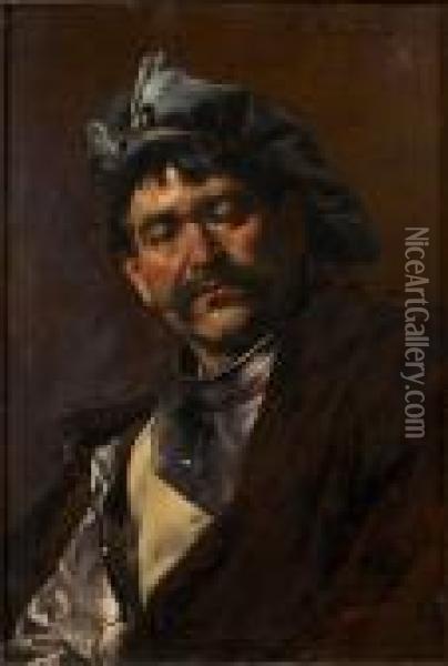 Portrait Of A Musketeeer Oil Painting - Ferdinand Victor Leon Roybet
