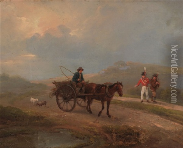 Man With Horse And Cart Oil Painting - Nicol Erskine