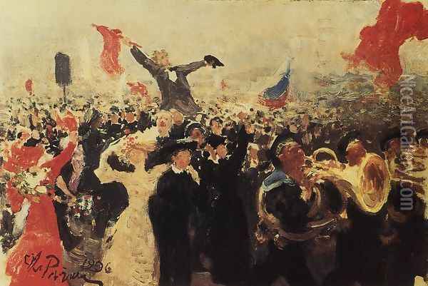 Demonstration on October 17, 1905 2 Oil Painting - Ilya Efimovich Efimovich Repin