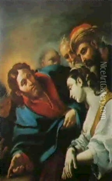 Cristo E L'adultera Oil Painting - Mattia Preti