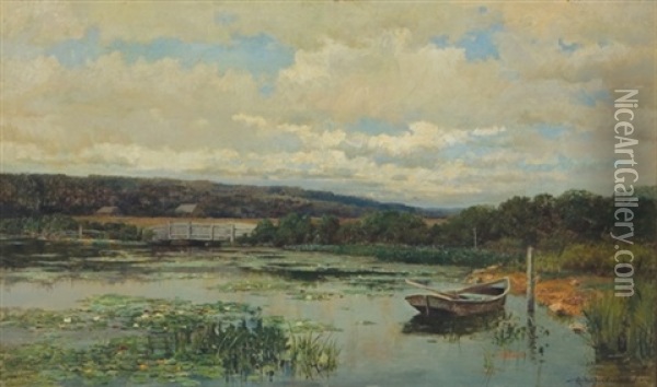 The Lily Pond Oil Painting - Robert Ward Van Boskerck