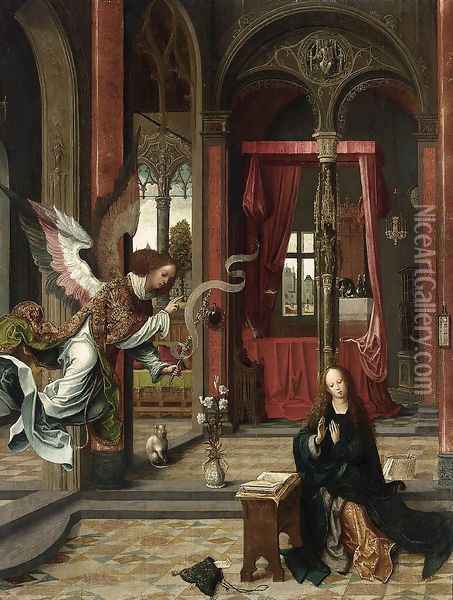 Annunciation Oil Painting - Jan de Beer
