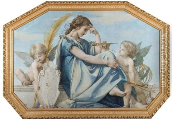 Allegories De Florence Et Naples Oil Painting - Paul Baudry