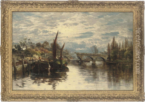 Richmond Bridge, London Oil Painting - William E. Harris