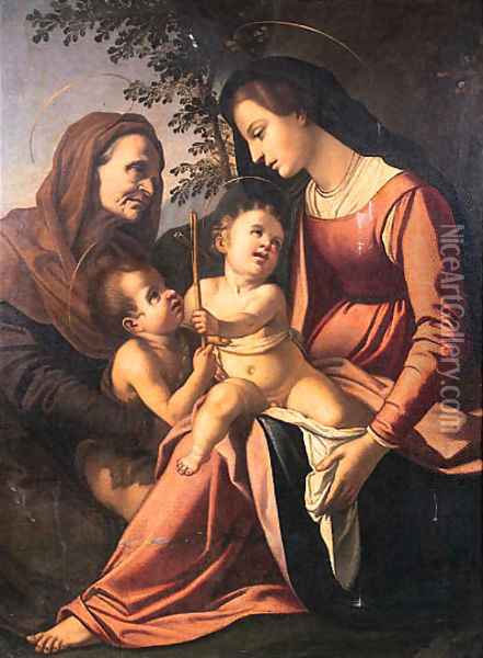 The Madonna and Child with the Infant Saint John the Baptist and Saint Elizabeth Oil Painting - Raphael