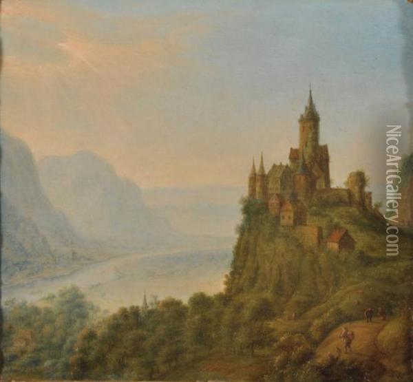 Chateau Surplombant La Vallee Du Rhin Oil Painting - Jan Griffier I