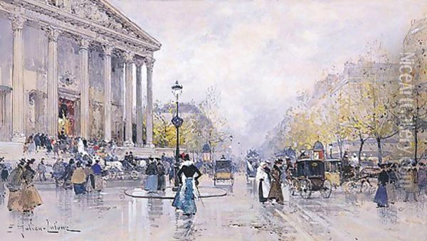 Mariage A La Madeleine, Paris Oil Painting - Eugene Galien-Laloue