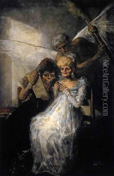 Les Vieilles or Time and the Old Women 2 Oil Painting - Francisco De Goya y Lucientes