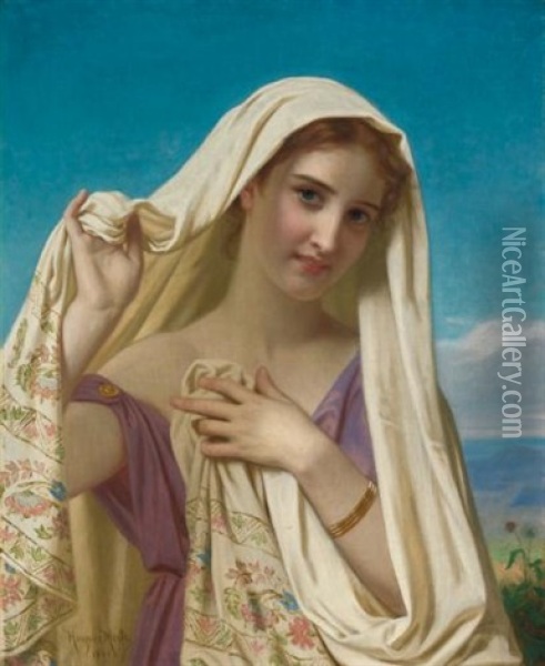 Young Girl In A Veil Oil Painting - Hugues Merle