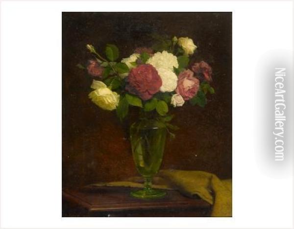 Roses Dans Un Vase Oil Painting - Paul Claude Jance