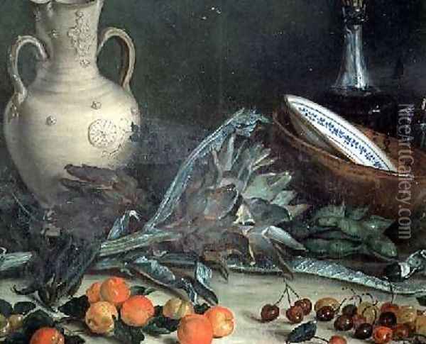 Still Life with Fruit and Vegetables Oil Painting - Jose Lopez-Enguidanos