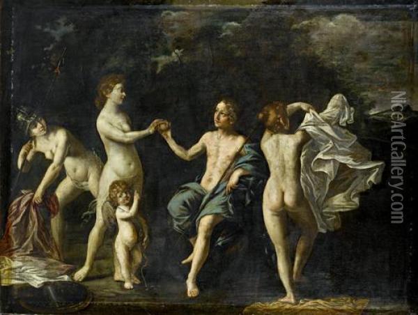 The Judgment Of Paris Oil Painting - Agostino Carracci