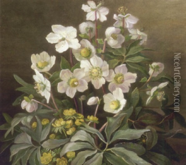 Opstilling Med Blomster Oil Painting - Anna Cathrine Heerfordt