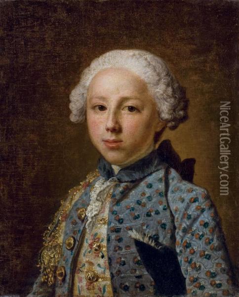 Portrait D'un Jeune Homme En Buste Oil Painting - Jacques Andre Joseph Aved