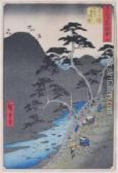 Traveling In Mountain Oil Painting - Tokubei Iii Hiroshigeando