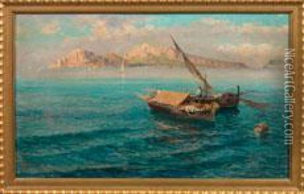 Fischerboote Vor Der Kuste Von Capri Oil Painting - Giuseppe Giardiello