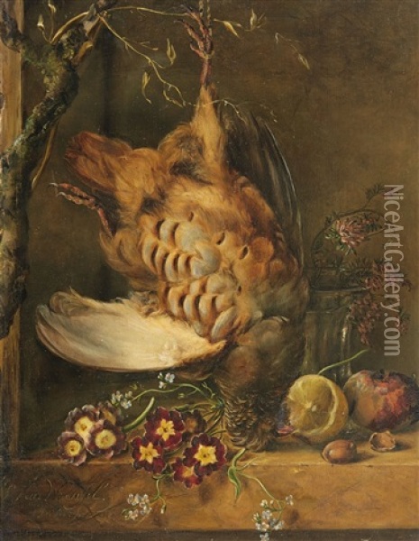 Still Life With Partridge Oil Painting - Petronella Woensel