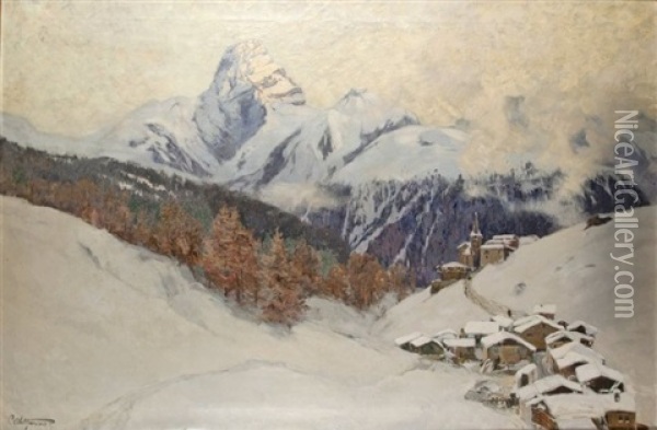 Wiesen Mit Dem Tinzenhorn Bei Davos Oil Painting - Carl Saltzmann