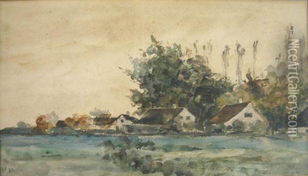 Munich Lakeside Cottages Oil Painting - William Forsyth