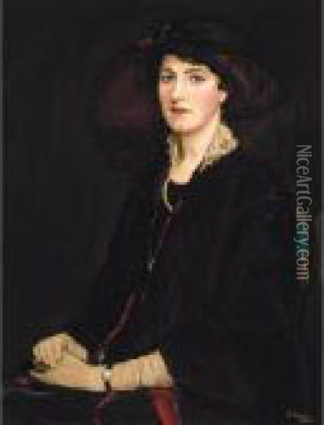 Portrait Of Lady Raeburn Oil Painting - John Lavery