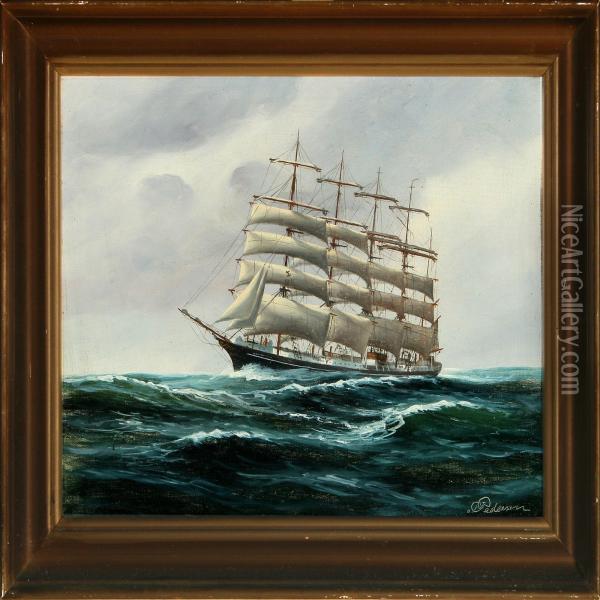 Ship Portrait Of The Danish Training Ship Kobenhavn Oil Painting - Peder Christian Pedersen