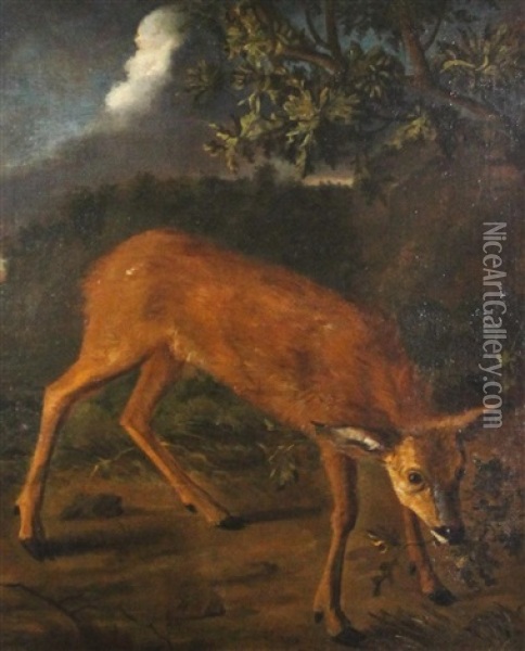 Doe In The Woods Oil Painting - Jean-Baptiste Oudry