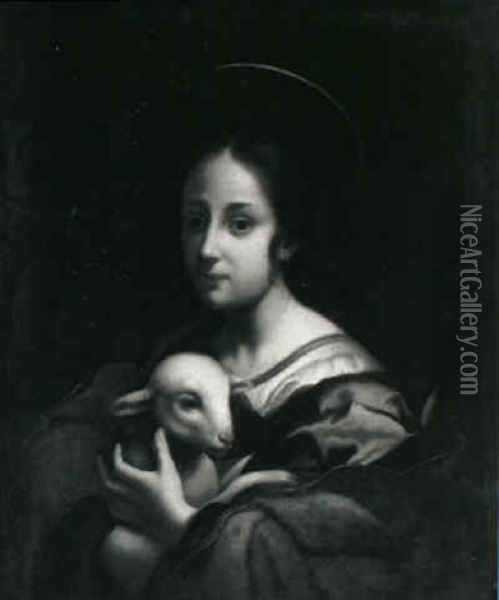 Saint Agnes Oil Painting - Carlo Dolci