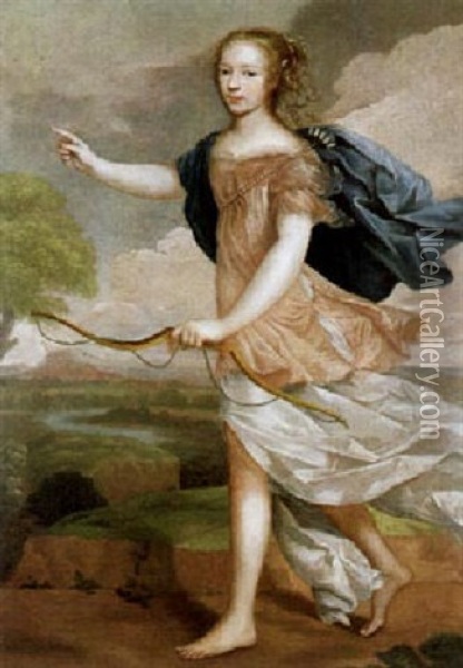 Bildnis Einer Jungen Dame Als Diana Oil Painting - Justus van (Verus ab) Egmont