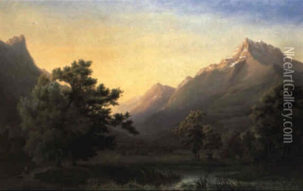 A View Of 'la Dent Du Midi' Oil Painting - Jean Bryner