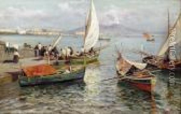 Fischer Im Hafen Von Neapel. Oil Painting - Attilio Pratella