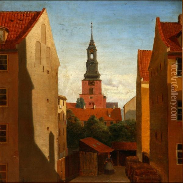 Morten Jepsen: View Of St. Petrichurch, Copenhagen Oil Painting - Morten Jepsen