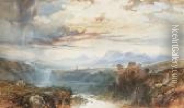 Berne From The North With The Oberland Beyond Oil Painting - James Baker Pyne